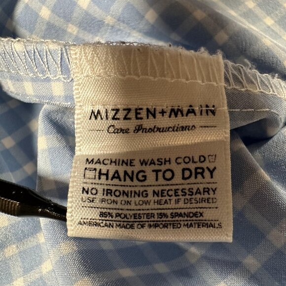 Mizzen Main Shirt Men Size XXL Plaid Blue Trim Fit Long Sleeve Made in USA - Picture 7 of 10